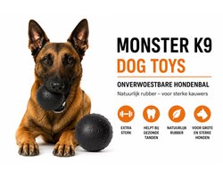 Monster K9 Hondenbal voor Sterke Kauwers – Bijtbestendig Hondenspeelgoed – Natuurlijk Rubber – Onverwoestbare Speelbal voor Grote Honden
