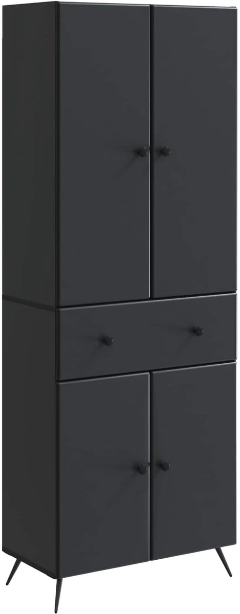 vidaXL Kast - Set - 2 - st - Zwart - 66 - x - 34.5 - x - 90 - cm - Bewerkt - hout