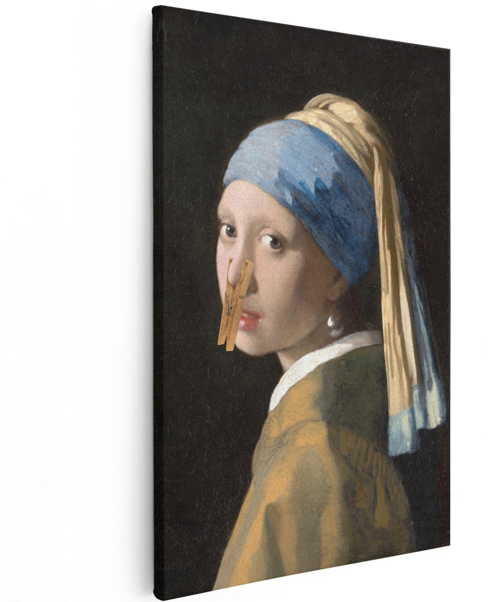 Artaza Canvas Schilderij Meisje Met De Parel - 40x60 cm - Wanddecoratie Vermeer - Muurdeco