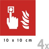 Pictogramme/signes (4x) | Bouton d'alarme incendie | 10 x 10 cm | Alarme | Pompiers | Pack de 4