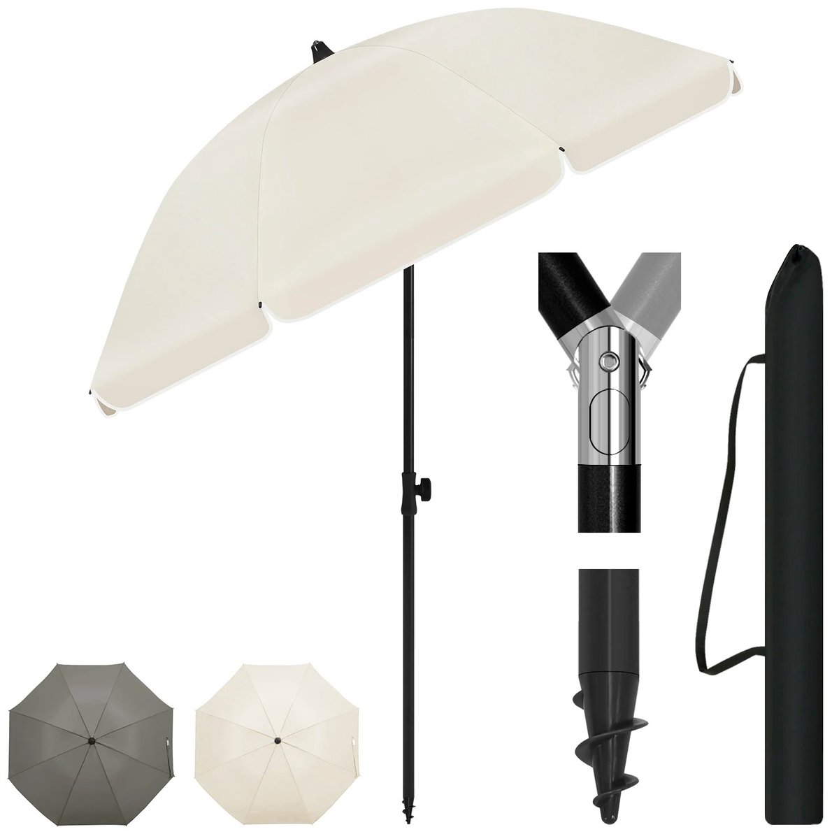 Sello! parasol – waterdicht – uv-bestendig – strandparasol – balkon – kantelbaar – in hoogte verstelbaar – lichtgewicht – beige