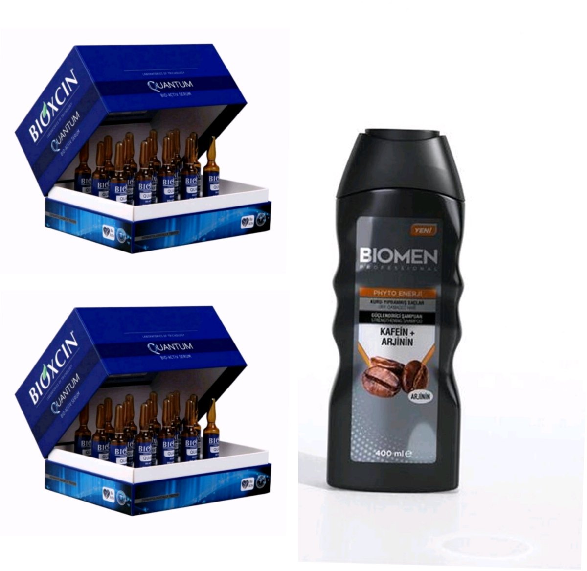 Bioxcin - 2 x Quantum Bio-Activ Anti Hair Loss Serum 30 x 6 ml plus 1 x Cafeïne Arginine Shampoo voor Droog en Beschadigd Haar 400 ml- Herbal - Bio - bioxcin - bioxsine - Anti-Haaruival -Haaruitval -Haarverzorging - Haarserum - Bio Shampoo