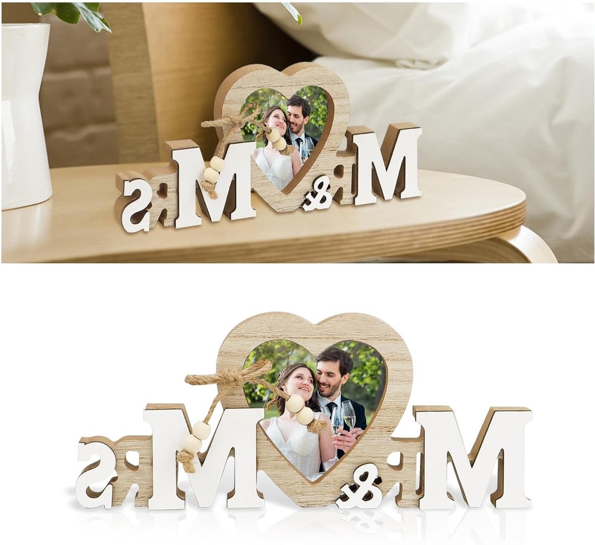 Houten Fotolijst voor Bruid en Bruidegom, Gepersonaliseerde Trouwen Fotolijst voor Verloving, Verjaardag en Receptie, Stijl 1
