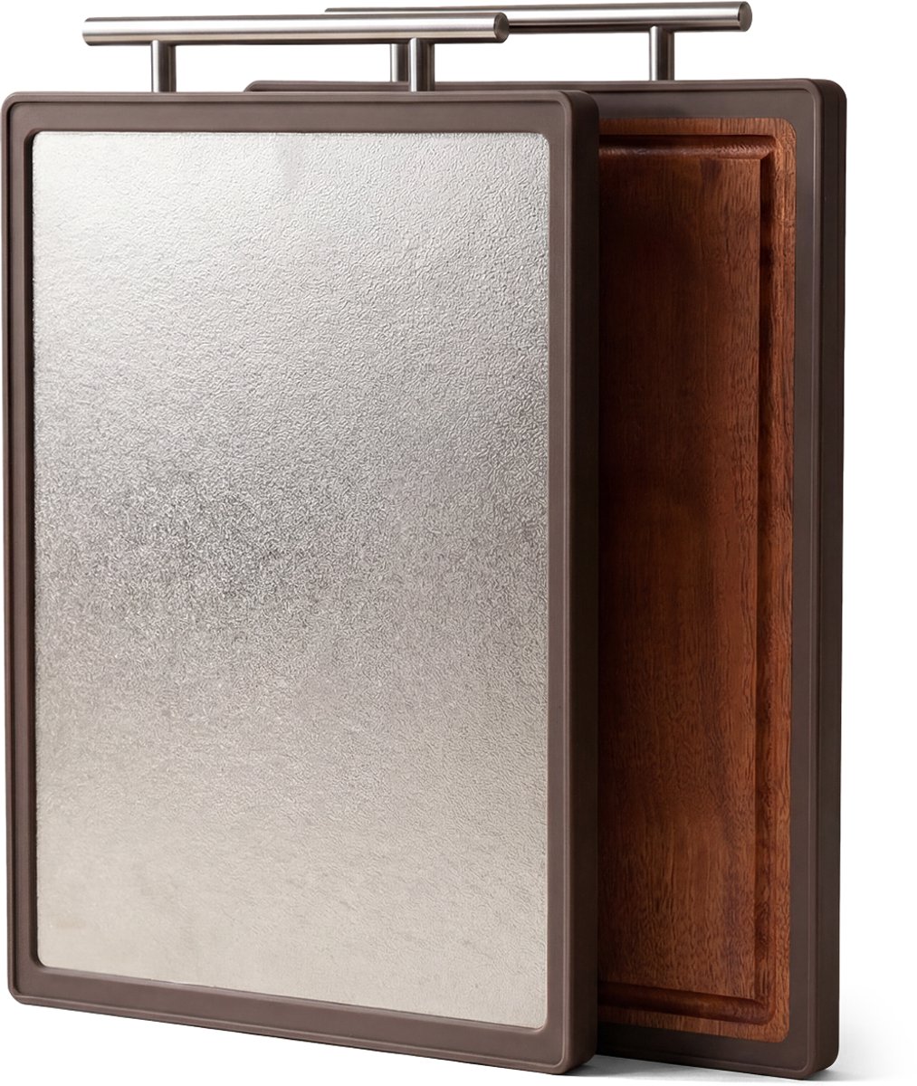 VIVORA Snijplank – Ebbenhout – Titanium – 2 in 1 – Sapguel – Antislip – 41x27 cm