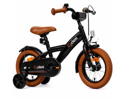 Cycloni Kinderfiets 12 inch Jongensfiets - Zwart - Fiets voor Kind met Zijwieltjes - Jongens Kleuterfiets voor Kinderen van 2, 3 & 4 Jaar