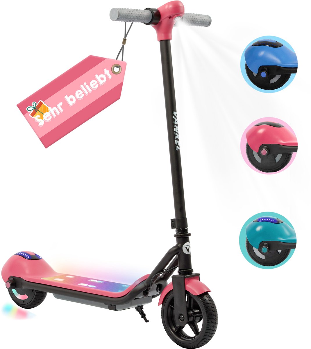 Vankel Elektrische step voor kinderen- Bereik tot 10km - 110W Motor - Maximumsnelheid 14 km/u - 6.5 Zoll Banden - Maximale Belasting 60kg -Anti-kras voetmat ontwerp- Opvouwbare Kinderstep voor 6-12 jaar - roze