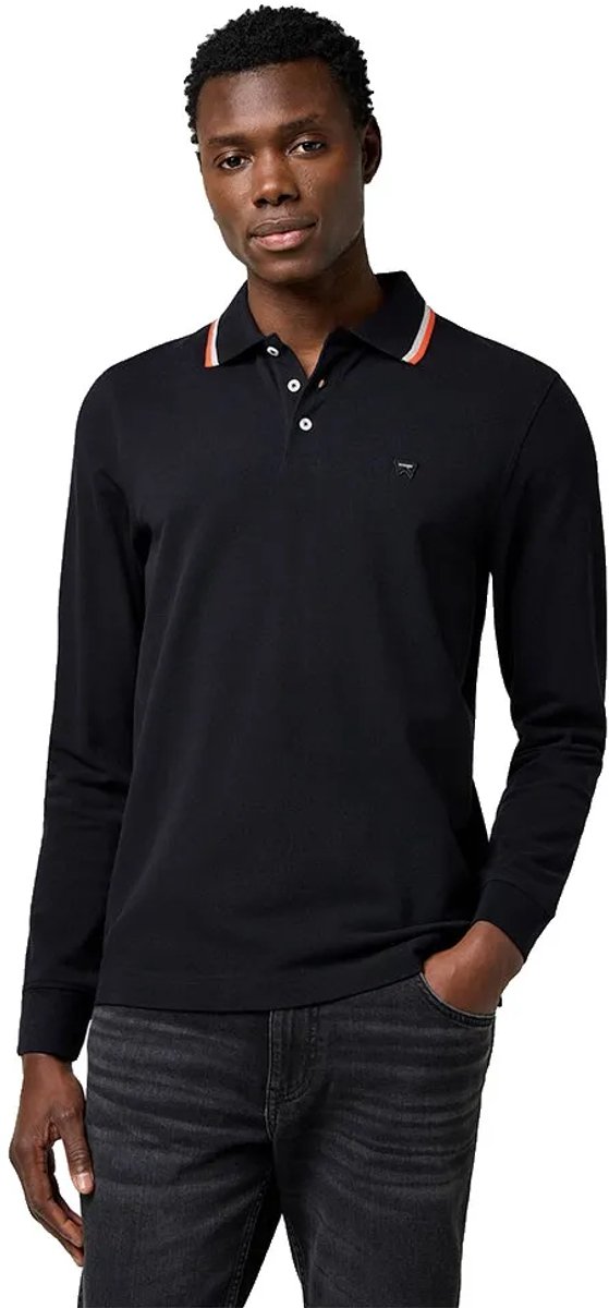 Wrangler 112371505 Regular Fit Lange Mouw Poloshirt XL Man Zwart