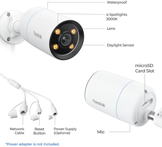 Reolink ColorX PoE-camera, 4K UHD, echt kleurennachtzicht, F1.0 super diafragma, 1/1.8'' beeldsensor, HDR-technologie, persoons-/dierdetectie, spotlight- & sirenealarm, tweewegaudio van Reolink — afbeelding 5