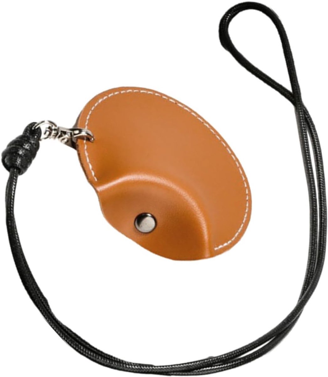 Mini koptelefoon draagtasje - 85×90 mm (exclusief koord) - Compact en draagbaar - Met koord - Kan als decoratieve ketting gedragen worden - Unisex - Bruin
