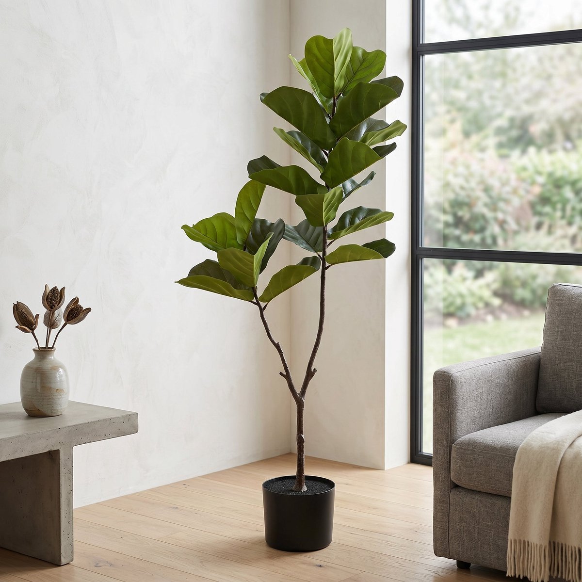 Cheqo® Kunstplant Ficus - Nepplant - Nep Plant - Kunstboom voor Binnen - Ficus Benjamina - Kamerplant - Decoratieve Plant voor Woonkamer - Grote Kunstplant - Onderhoudsvrij - Sfeerplant - Groene Kunstplant - Treurvijg - Kantoordecoratie