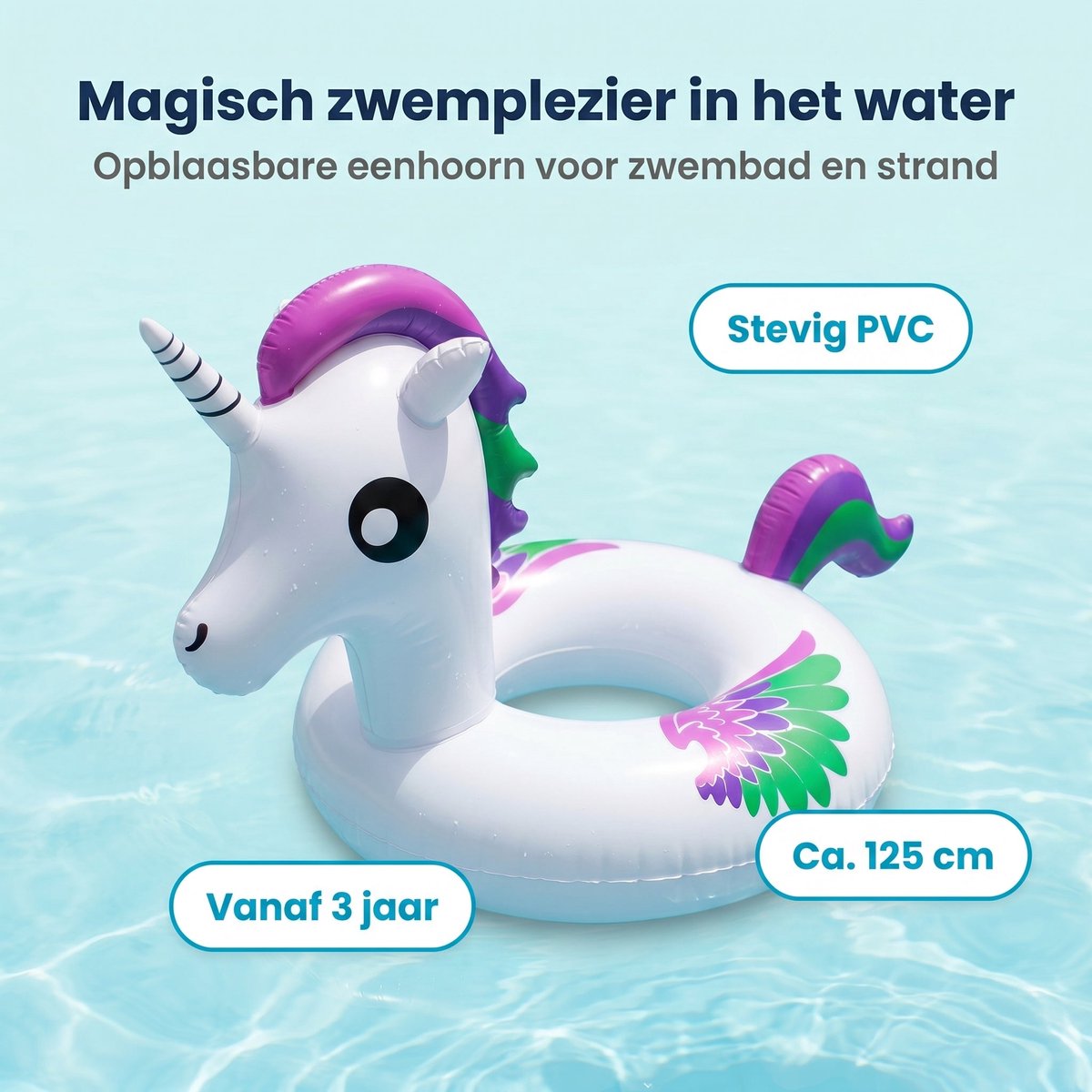 Cheqo® Zwemring Eenhoorn - Opblaasbaar Unicorn Zwemband voor Kinderen en Peuter - Waterspeelgoed voor Zwembad en Strand - Pool Float Ring - Buitenspeelgoed - Zomerspeelgoed voor Meisjes - Opblaasbare Zwemband - Strandspeelgoed - Zomerplezier – foto 7