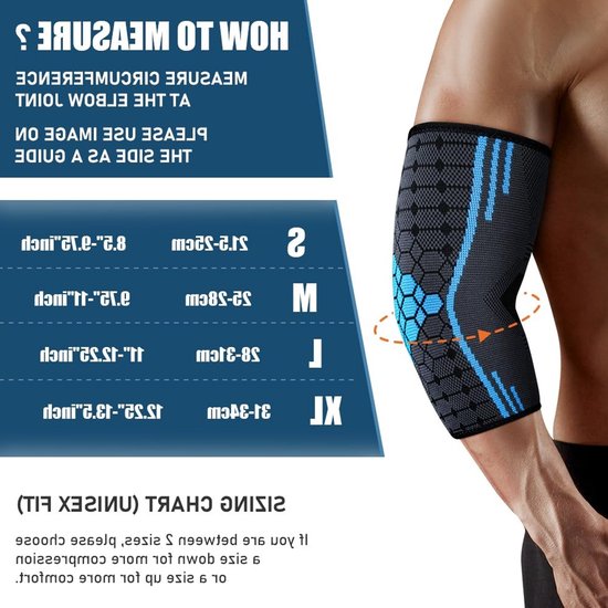 Elbow Support voor Mannen en Vrouwen, 2-Pack Compressie Steunen voor Tendonitis, Artritis en Tenniselleboog, Ideaal voor Blessures en Sportactiviteiten — afbeelding 4