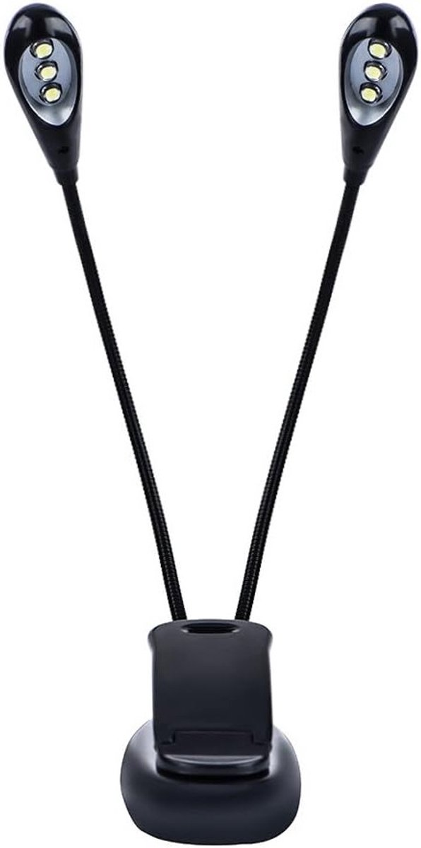 LED Clip-on Muziekstandlamp met Dubbele Verstelbare Armen - Ideaal voor Studenten, Kinderen en Muziek-/Pianospelers - Mini Leeslamp met 6 LED Lampjes