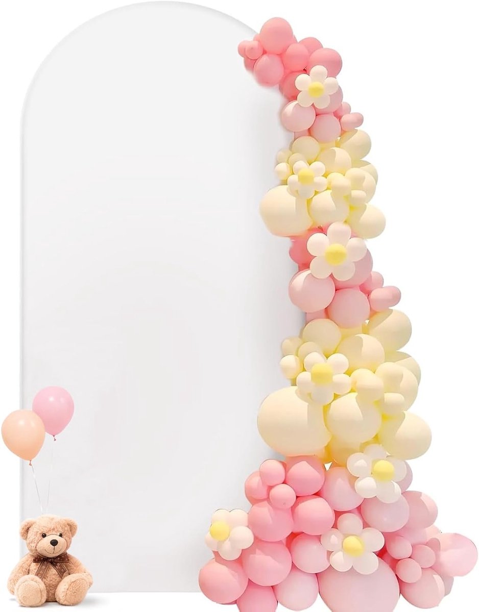 Dubbelzijdige Achtergrond voor Trouwen met Ronde Top - Perfect voor Foto's, Feesten en Ceremonies (Beige, 0.8 x 1.8 m)