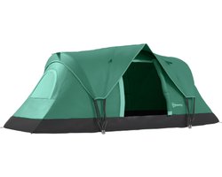Tunnelkampeertent voor 5‑6 personen met haringen, koepeltent, polyester legergroen‑zwart, 4,55 x 2,3 x 1,8 m