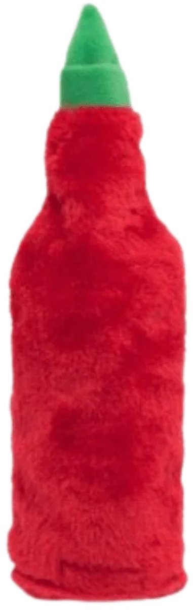 ZippyPaws Hot Sauce Crusherz Red Rooster - speeltje met fles en pieper voor honden - 28 x 7,5 cm