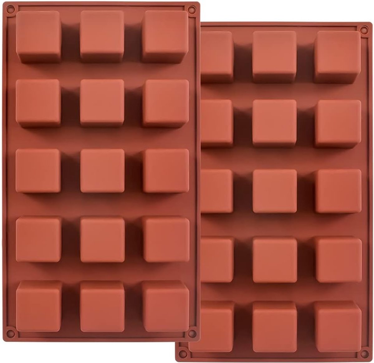 Siliconen Mallen met 15 Holtes voor Chocolade, Cake en IJsblokjes - Set van 2 Stuks