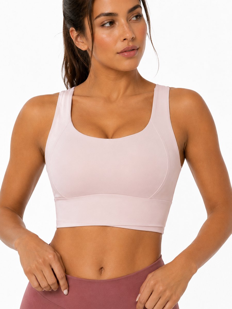 SparkNine Flexaura sport BH - stijlvolle sportbeha - ingebouwde pads - XXL - roze - high support ondersteuning - cross design