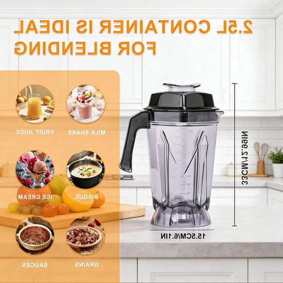 Vervangende Blenderkan van 2,5 Liter, Geschikt voor Diverse Blender Modellen, Duurzaam en Praktisch Keukenaccessoire — afbeelding 5
