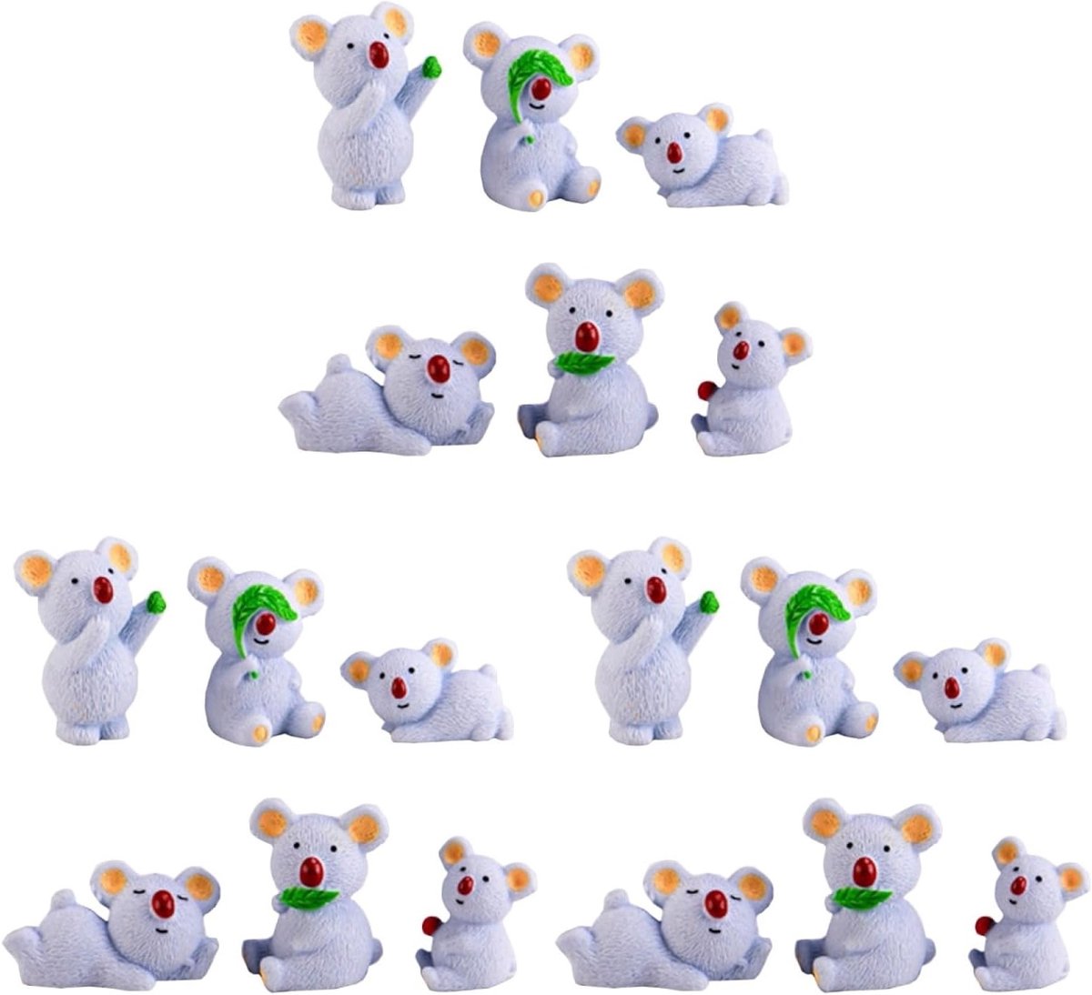18 Stuks Koala Ornamenten voor Micro Landschap - Decoratieve Miniatuur Figuren voor Bloemenvazen, Bureau Decoratie en Creatieve Kunstprojecten