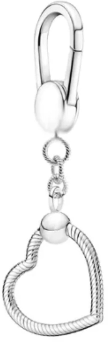 SportPresent® - Sleutelhanger - Hart - Groot - Voor Bedels - Sportbedel - Bedel - Hangbedel Charm - Zilver - 925