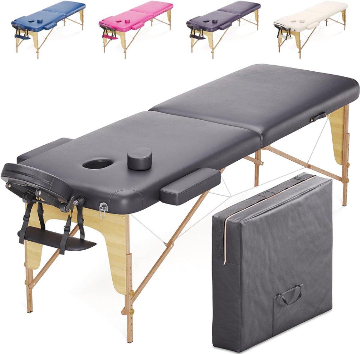 RWB® Massagetafel Inklapbaar - Massagetafel - Massage Tafel Inklapbaar - Zwart - 185cm x 60cm x 84cm