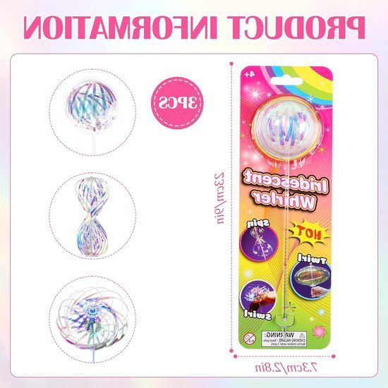 Kleurrijke 3-delige Regenboog Spinner Stok, Magische Dans Prop voor Feestjes en Bubble Show, Perfect voor Magische Momenten — afbeelding 3