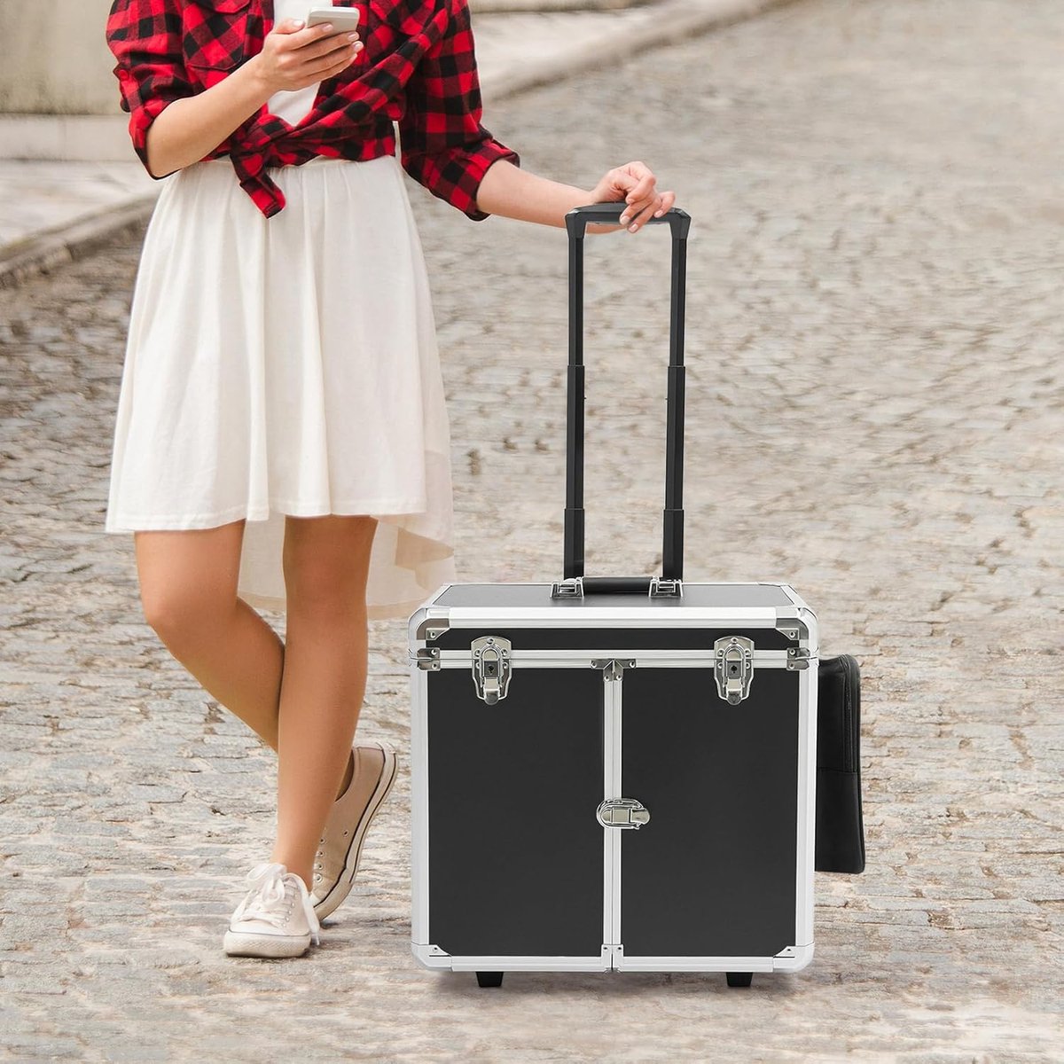 Cosmetica Trolley - Make-up Koffer Wielen - Professioneel Gebruik - Vergrendelbare Sluitingen - 46 x 29 x 42 cm - Zwart