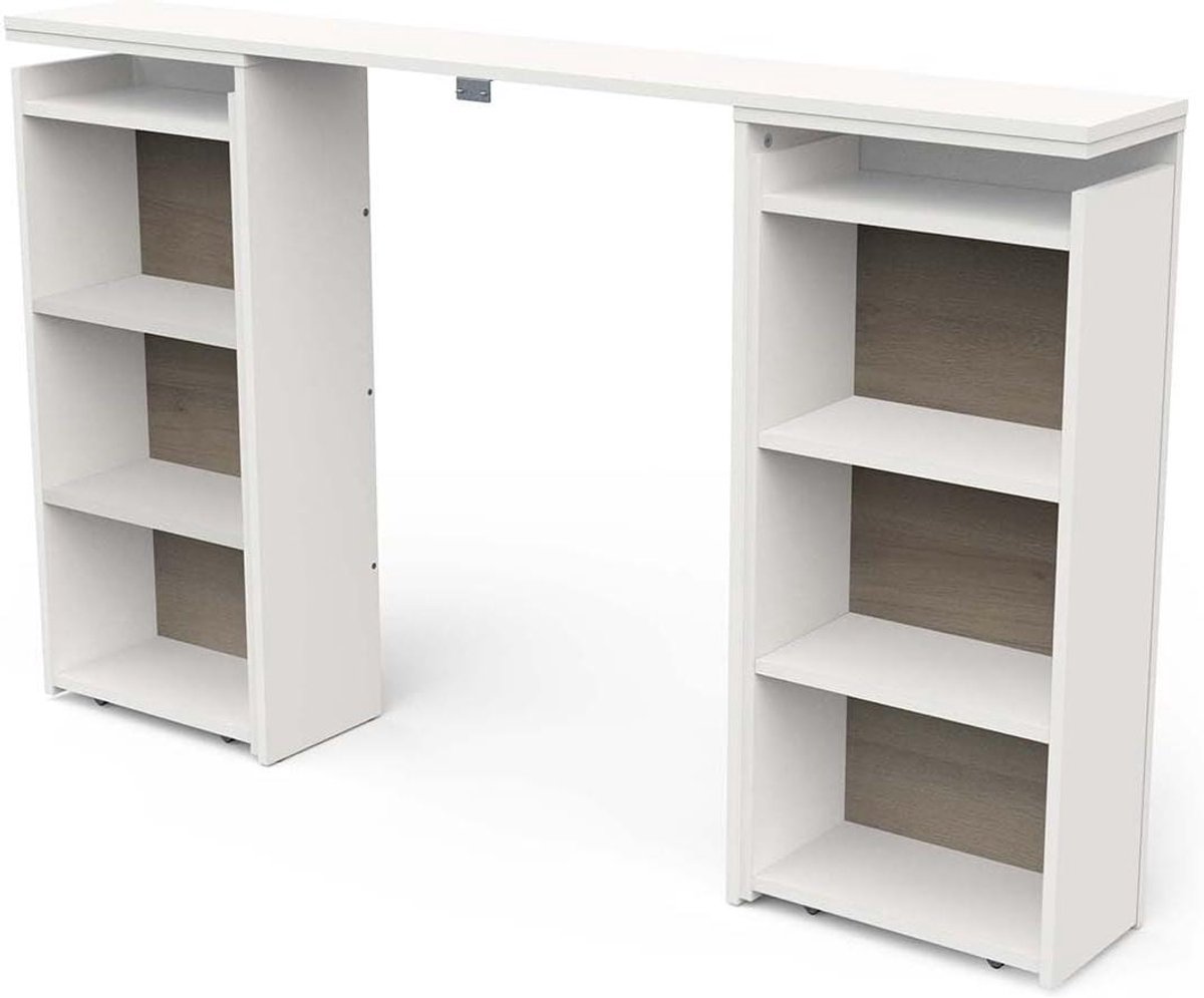 Hoofdeinde met Opbergruimte - Bedhoofd Plank - Slaapkamer Organiseren - 6 Open Nissen - 144.4 x 87.7 cm - Mat Wit
