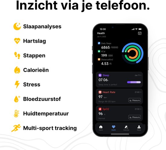 Kuno Band - Smartband - Smart Wearable - Health Tracker - Slaap Tracker - Hartslagmeter - SpO2 - Bloeddruk - Stressmeter - Stappenteller - Fitness Tracker - 50+ Sportmodi - Geen Abonnement - IP68 Waterdicht - Mannen en Vrouwen - Zilver