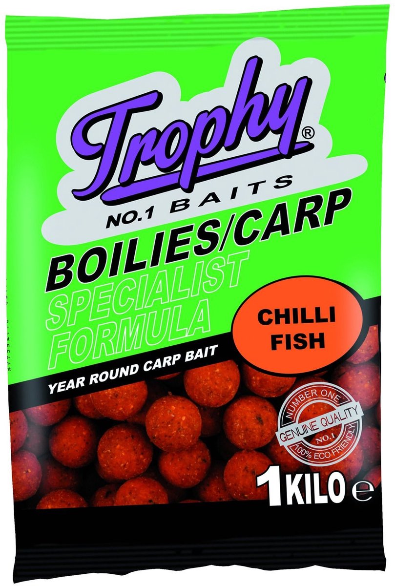 Trophy Baits Boilies Chili Fish 1KG - pittige en visrijke boilies met langdurige aantrekkingskracht 20MM
