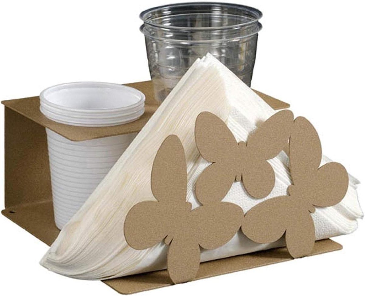 Tafelset - Servethouder Bekerhouder - Keuken Ordenen - Met Doeken - 25 x 9 x 16 cm - Beige