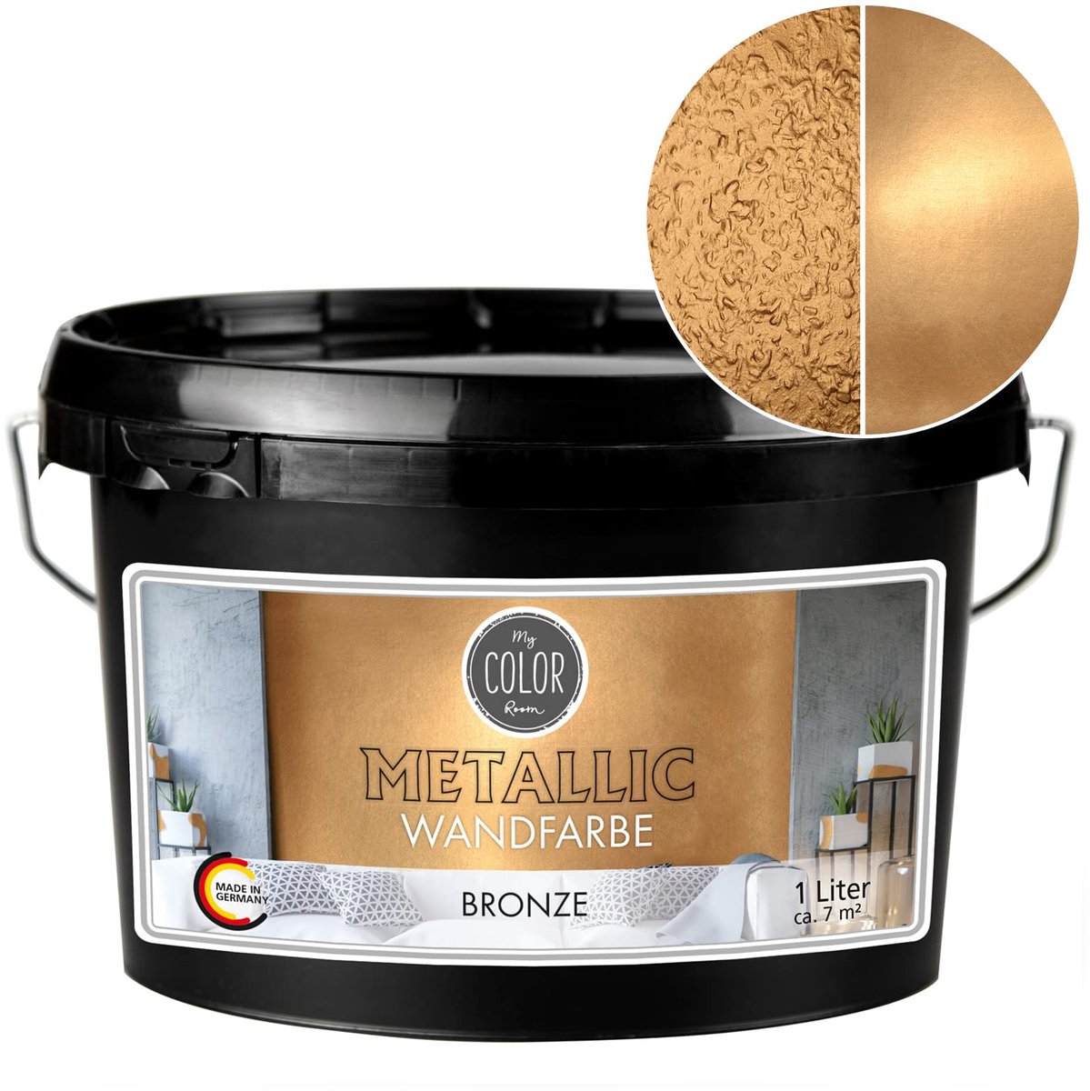 My Color Room Metallic Muurverf - Hoogglans Afwerking - Waterbasis - Terpentine vrij - Brons - 1 Liter