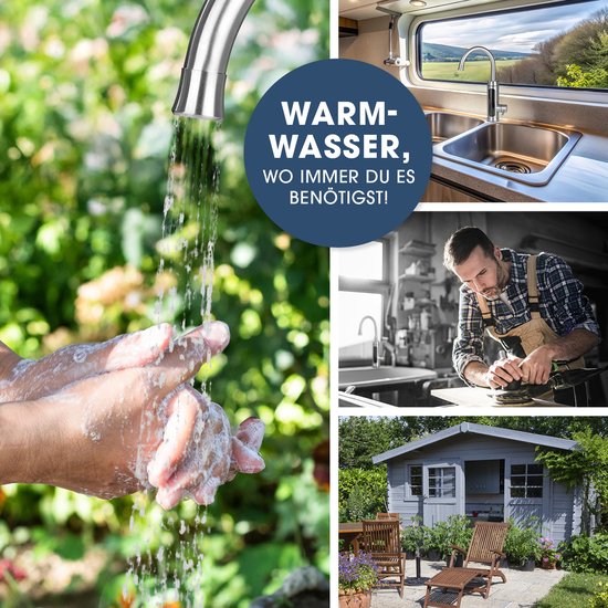 Keuken Mengkraan MAXXMEE Universele Gootsteenkraan Met Geïntegreerde Doorstroomverwarmer, 360° Draaibaar | Roestvrij Stalen Keukenkraan Voor Warm En Koud Water Met LED Temperatuurweergave Gootsteenkraan Met Verwarmer