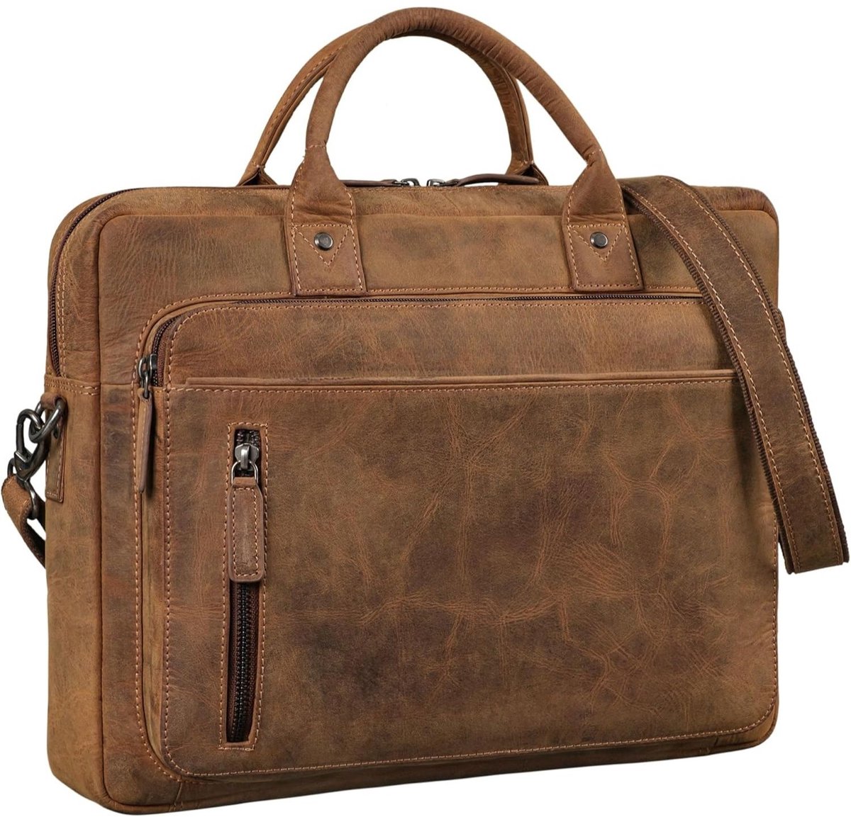 Leren Laptoptas - Laptoptas - Leren Tas - Luxe Leren Laptoptas - Werktas - Schoudertas - Business Tas - Leren Business Tas - 14 inch - Lichtbruin - van Imperatoris