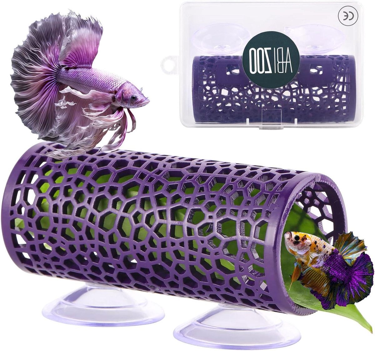Betta Grot - Vis Tunnel - Aquarium Decoratie - Visvriendelijk Hars - N.v.t. - Paars