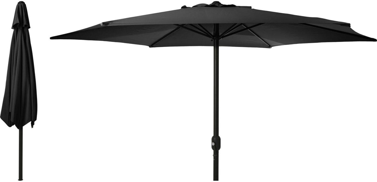 Gardington Parasol – 300 cm – Zwart - Aluminium