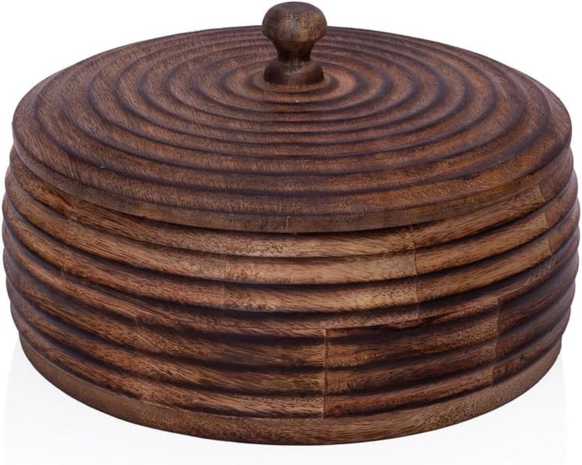 Houten Broodmand - Roti Houder - Brood Warm Houden - Handgemaakt - 23x7 cm - Bruin