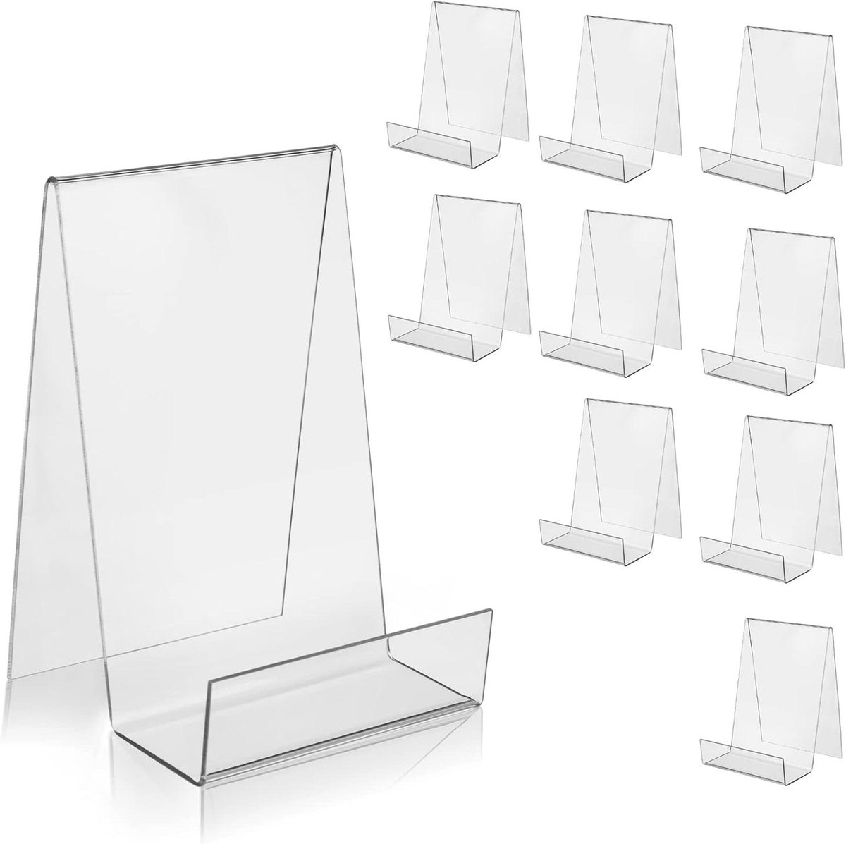 Acryl Boekenstandaard - Display Ezel - Boeken Presenteren - Met Richel - 10 Stuks - Transparant