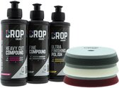 Kit de polissage CROP Auto Detailing 125 mm - 3 disques de polissage 125 mm - 3 pâtes de polissage 250 ml - Kit de pâtes de polissage pour voiture - Tampons de polissage