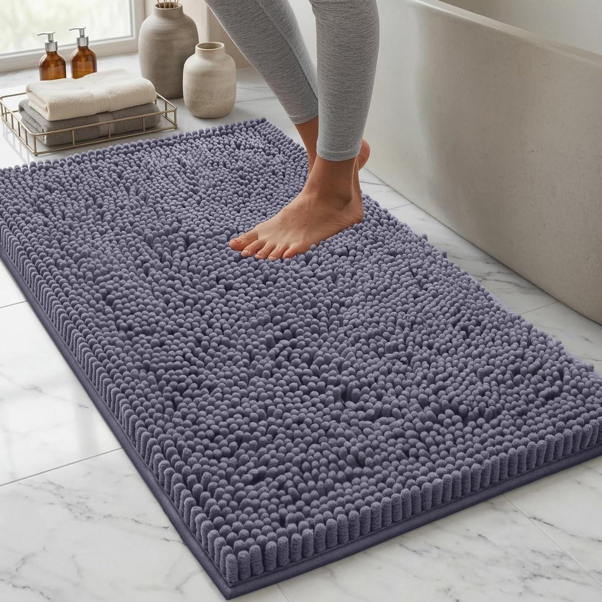 Badmat - Douchemat Vloerkleed - Badkamer Comfort - Extra Zacht Pluche - 40 x 60 cm - Donkergrijs