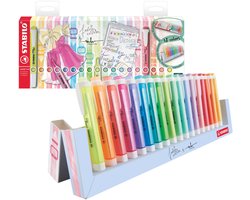 STABILO swing cool - Markeerstift - Perfect Voor Onderweg - Standaard & Pastel - Deskset Met 18 Kleuren