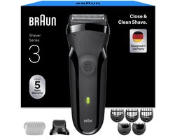 Braun Series 3 300BT Elektrisch Scheerapparaat + Baardtrimmer Opzetstuk - Grijs - Scheerapparaat voor Mannen