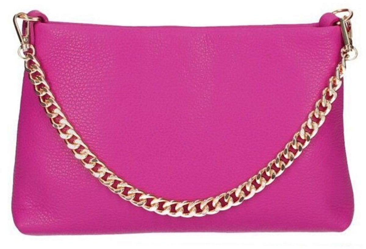 Fuchsia Leren Schoudertas Chain - Leer Leder - Clutches Schoudertassen - Dames Tassen - Fuchsia