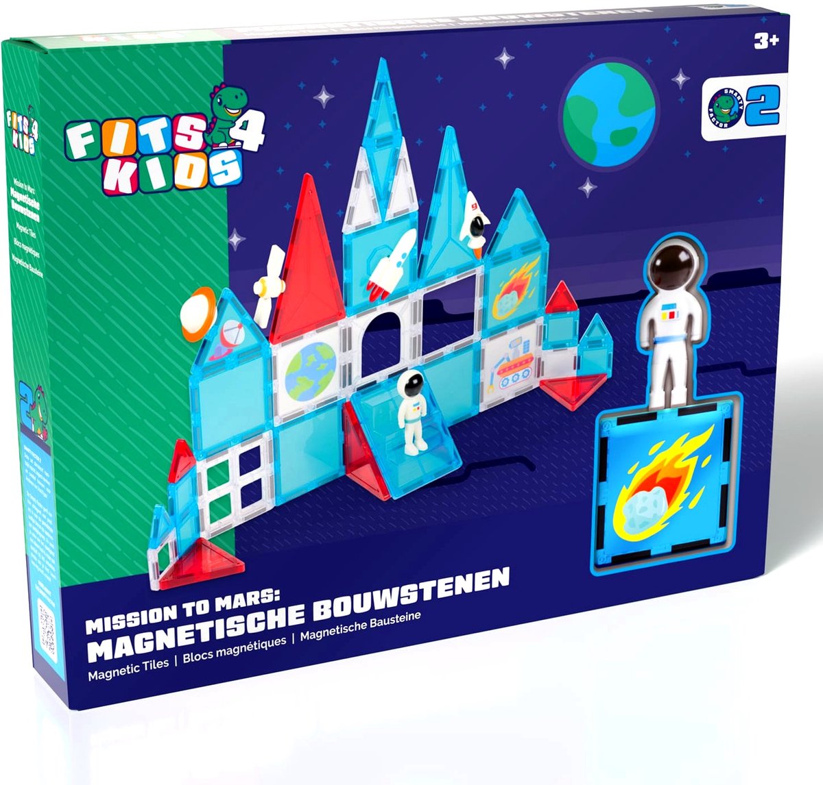 Fits4Kids® Magnetic Tiles - Mission to Mars - 39-delig - Magnetisch Speelgoed - Bouwstenen - Montessori - STEM Speelgoed - 3+ jaar