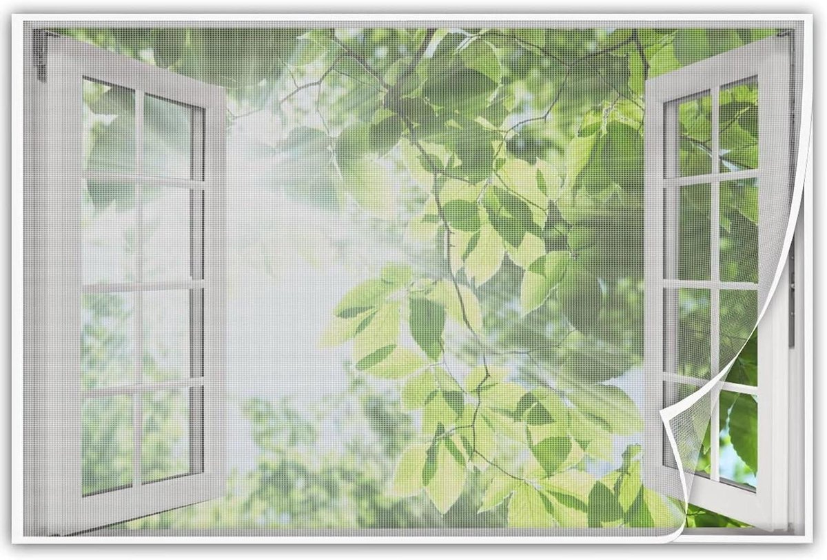 Raamhor - Vliegenraam Horrengaas - Insecten Buiten Houden - Montage Zonder Gereedschap - 55x180cm - Wit