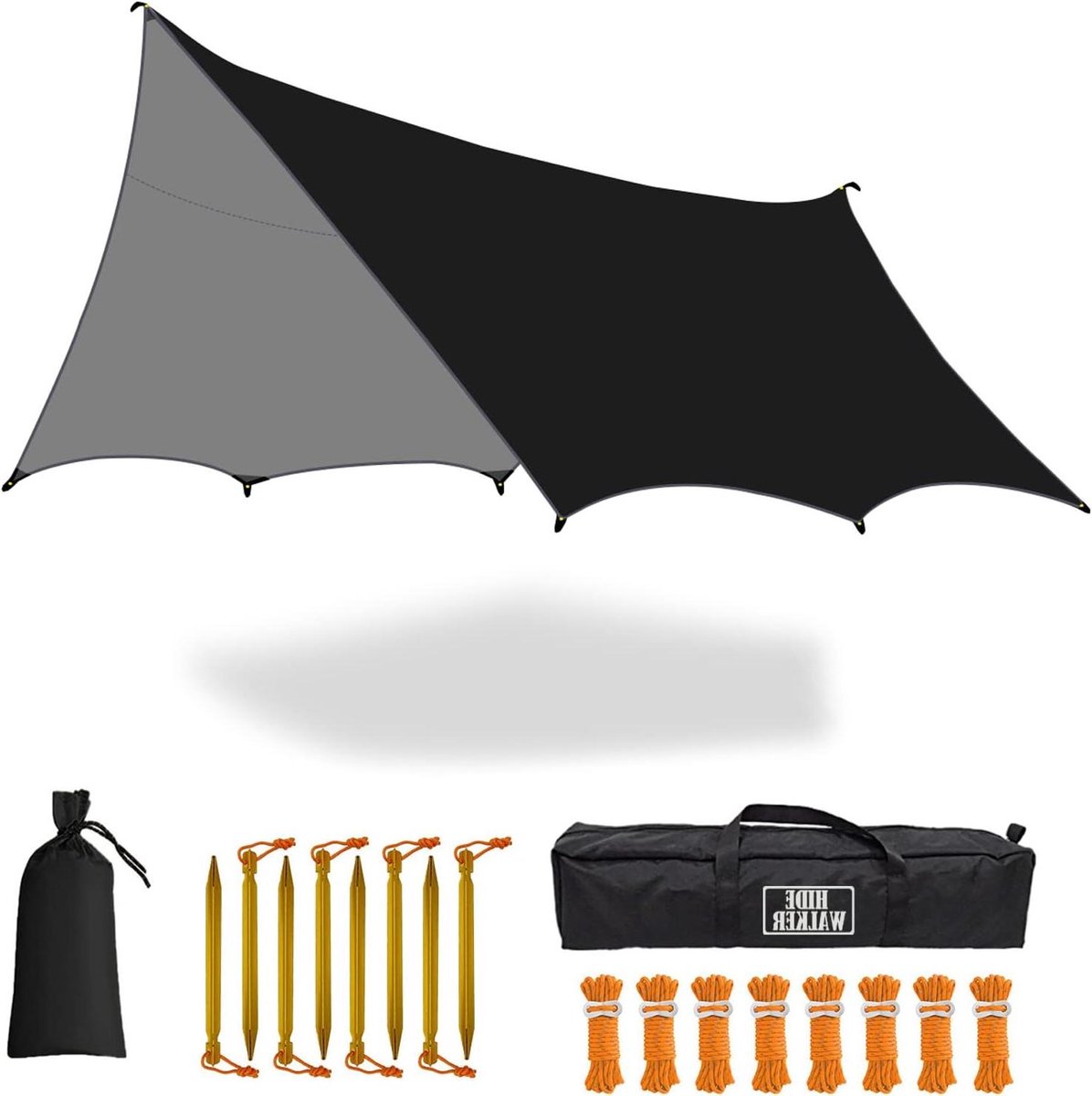 Hangmat Tentzeil - Regenzeil Campingzeil - Outdoor Bescherming - Waterdicht Zonwerend - 5 x 5 m - Zwart