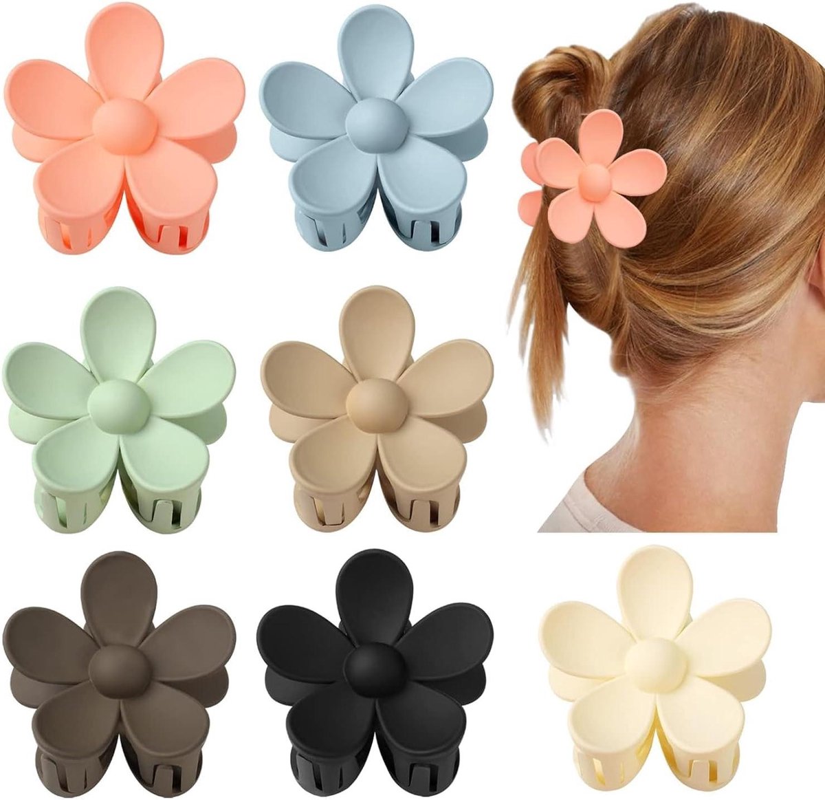 Bloem Klauw Clips - Haarclips Dames - Haar Stijlen - Bloemvorm - 7 stuks - 7 Kleuren