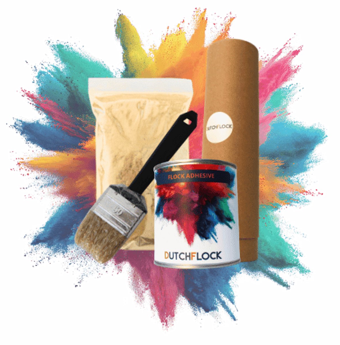 Flocking Kit Beige Mega | 800gr. flocking poeder - 1000ml flock lijm - applicator - kwast