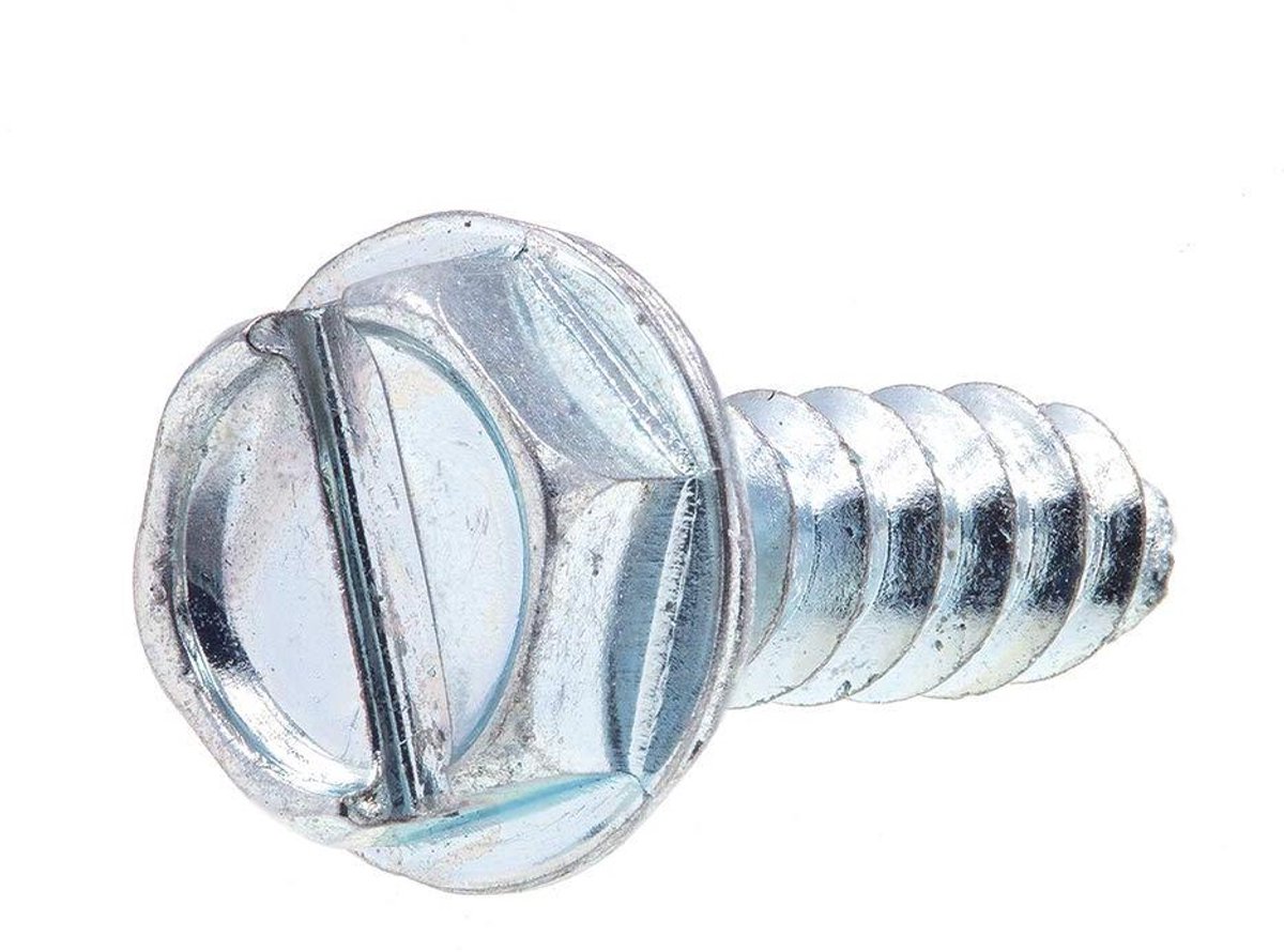 Metalen Schroeven - Plaatschroeven Zelftappend - Bevestigen van Materialen - Hex Machinekop - 7 x 1/2 inch - Zink Verzilverd